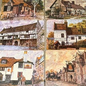 Clover Leaf Vintage Illustrated English Village Placemat Set of 6